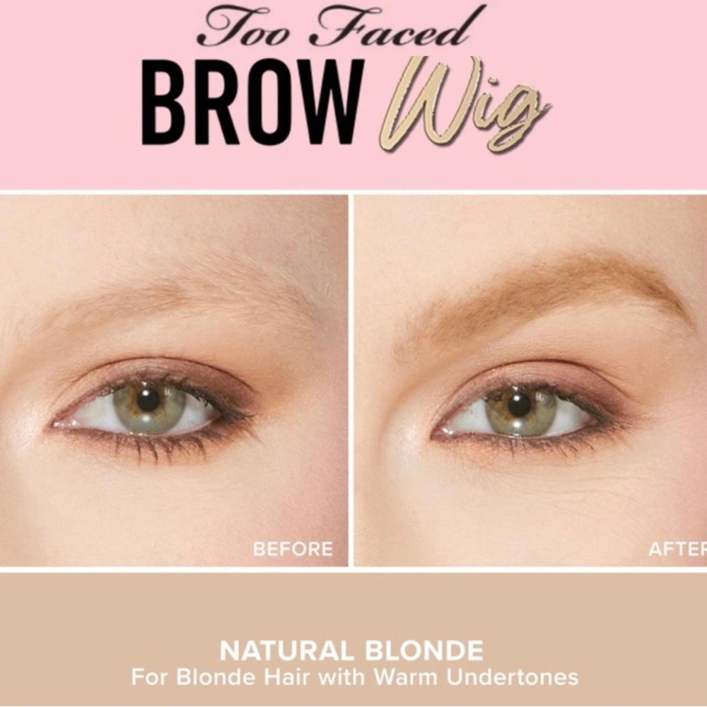 NEW Too Faced Brow Wig Brush-On Hair Fluffy Brow Gel Color Natural Blonde